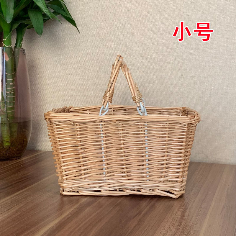 柳編み収納かご買い物かご藤編み果物かご手提げかご野菜青屋外ピクニックかご収納かご卵かご|undefined