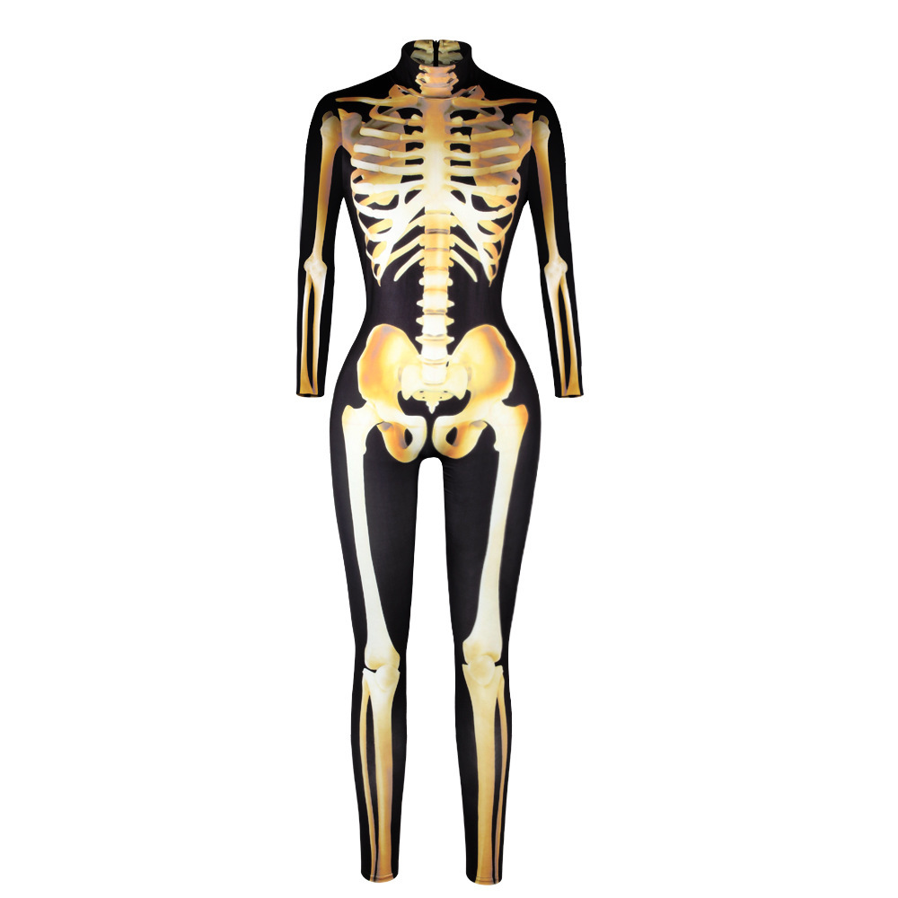 Halloween personalizado cosplay esqueleto esqueleto humano cos trajes disfraz europeo y americano fantasía ropa de mujer