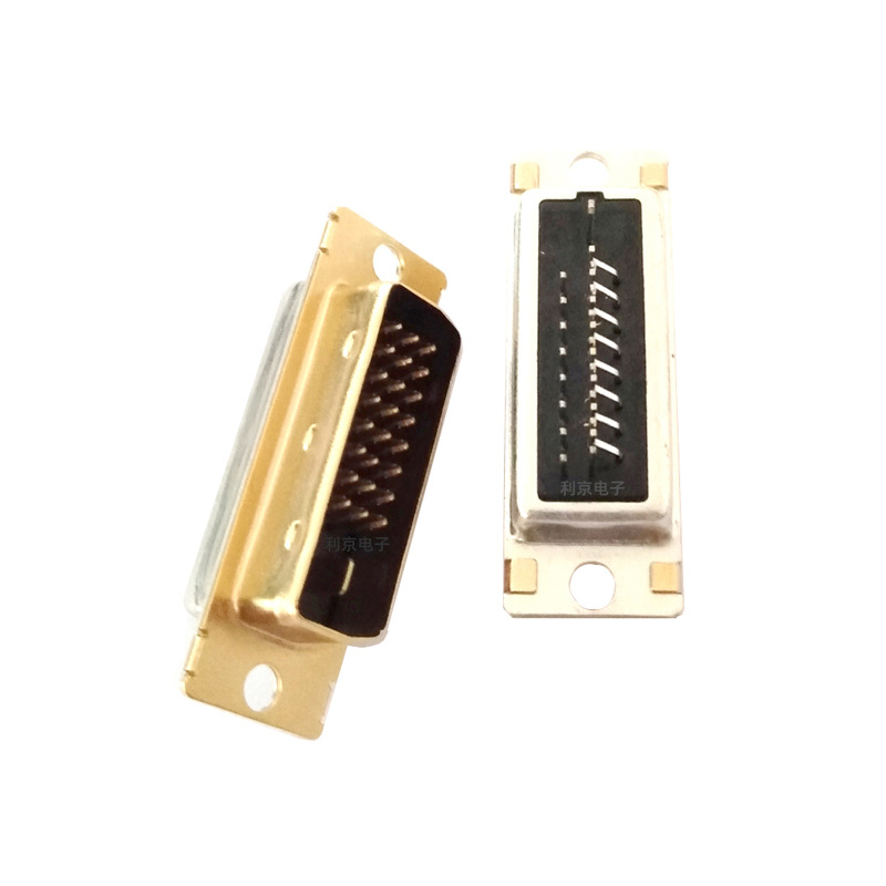 DVI 24+1公头夹板1.6两排端子夹板式 前壳镀金dvi夹板1.6mm连接器