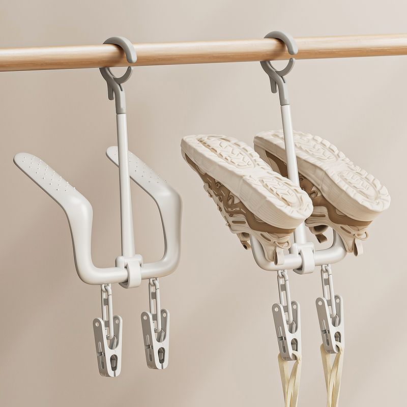 Creative Windproof Balcony Shoe Drying Rack Storage Shoe Rack with Double Hooks for Home Multifunctional Shoe Rack Rotatable