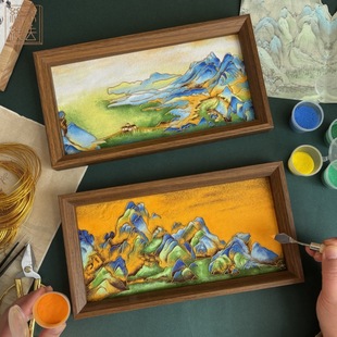 China's Top Ten Famous Paintings, Intangible Cultural Heritage, Filigree Enamel Handmade Materials, Wang Ximen's Thousand-Mile Landscape, Cloisonné