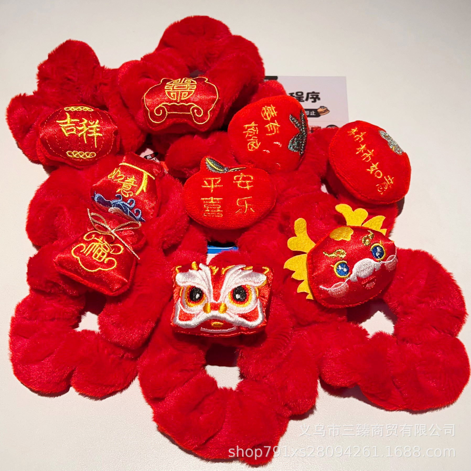 新款头绳本命年红色发圈卡通毛绒大肠卷发圈发饰扎头绳高弹力皮筋