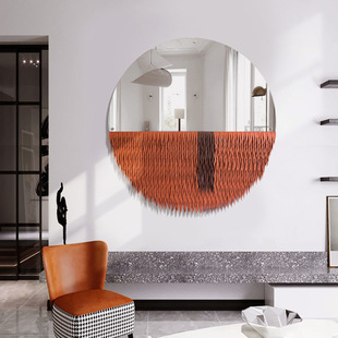 Scandinavian Accessible Luxury Living Room Decorative Painting 3D Stereo Mirror Leather Physical Painting Designer Original Entrance Hall Hanging Painting