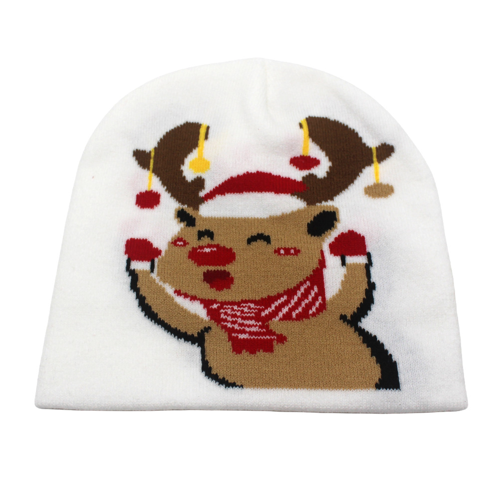 Nuovo Natale per la decorazione autunnale e invernale, caldo cappello lavorato a maglia, cappello di lana con renna di Babbo Natale_voghion.com