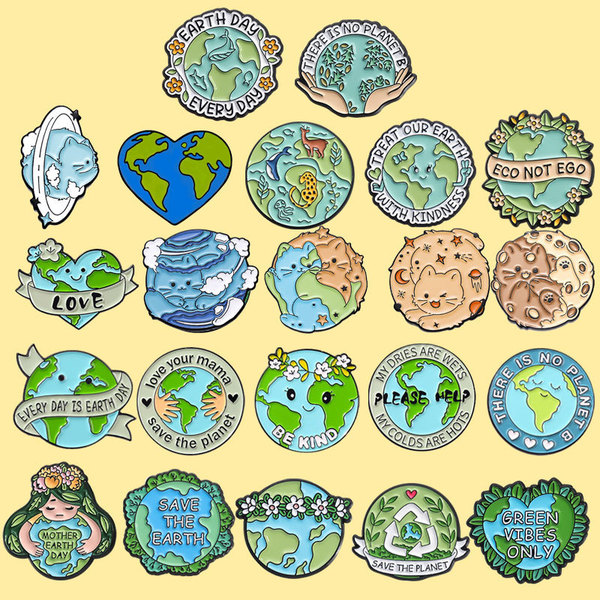 Environmental collection loves the earth brooches green round…