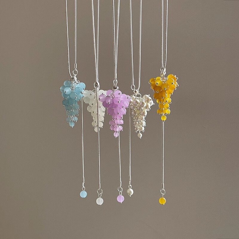 Korean Blogger's Same Colorful Crystal Grape Cluster Pull-Out Long Necklace Women's Ins Trendyy Neck Chain Clavicle Chain Korean Blogger's Same Colorful Crystal Grape Cluster Pull-Out Long Necklace Women's Ins Trendyy Neck Chain Clavicle Chain
