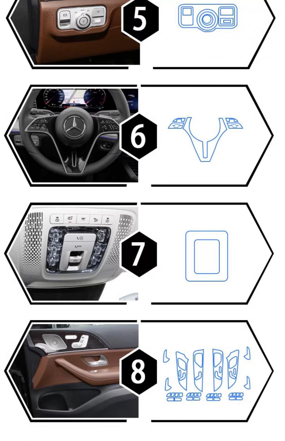 20-25 Mercedes-Benz Gle/Gls Interior Film 350450 Central Control Instrument Navigation Gear Film Screen Film Protection-Tpu