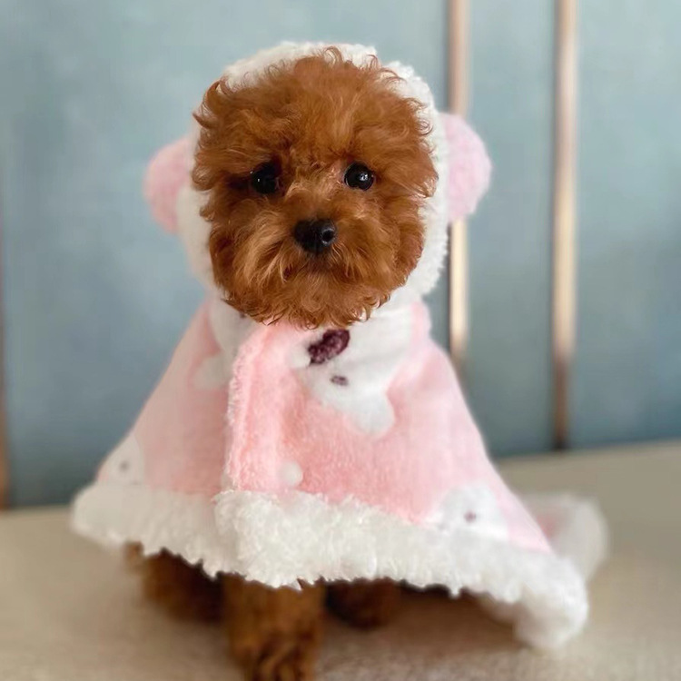 Küçük ve orta boy köpekler için kışlık köpek kıyafetleri, kediler için peluş uyku tulumları, mercan rengi kadife pelerinler, soğuğa dayanıklı ve sıcak tutan pelerinler