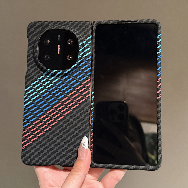 Fashion Creative Carbon Fiber Pattern Phone Case for Huawei Mate X6 Foldable Screen Protective Cover Mate X5 Collector's Edition Ultra-Thin Anti-Drop X3 High-End Business Style for Men and Women X6 Simple Full-Cover Case