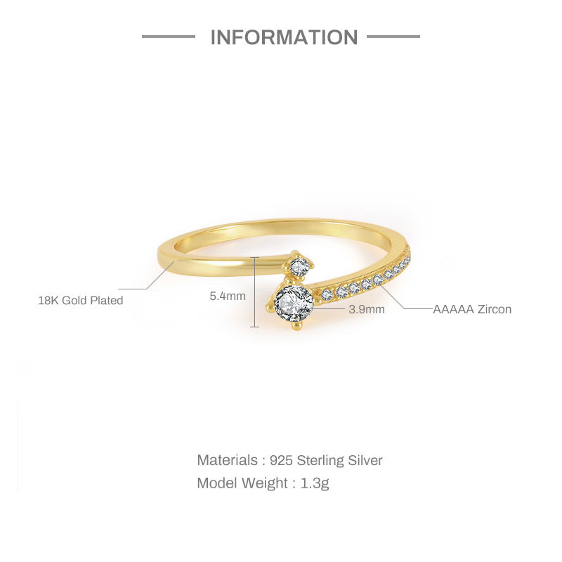 Simple Style Round Sterling Silver Inlay Zircon Rings 1 Piece