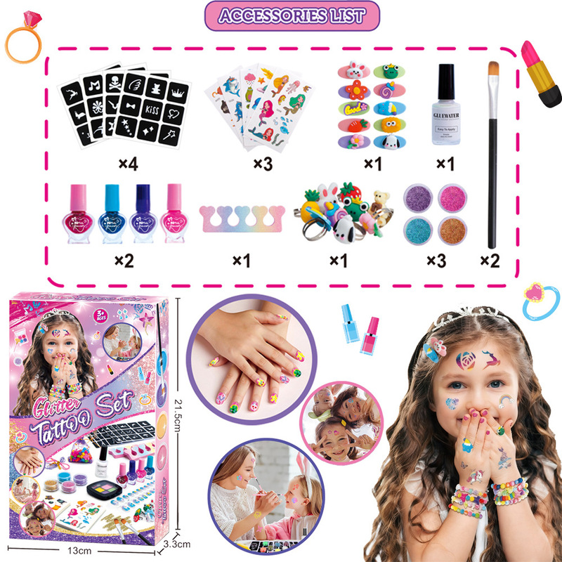 Cross-Border Amazon Christmas Halloween DIY Jewelry Play House Tattoo Stickers Nail Polish Set Girls Toys Cross-Border Amazon Christmas Halloween DIY Jewelry Play House Tattoo Stickers Nail Polish Set Girls Toys