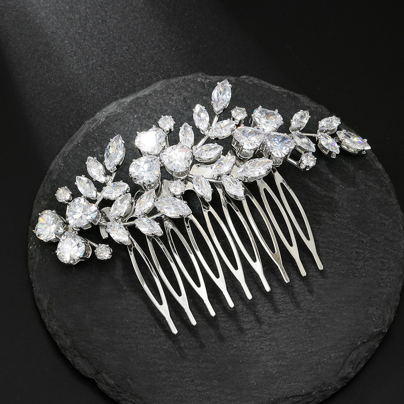 跨境新款欧美韩版新娘发饰批发公主王冠婚礼头饰锆石发梳Haircomb|undefined