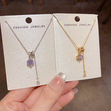 小众精致时尚轻奢冰花玫瑰切锆石流苏项链气质百搭高级感超闪颈链