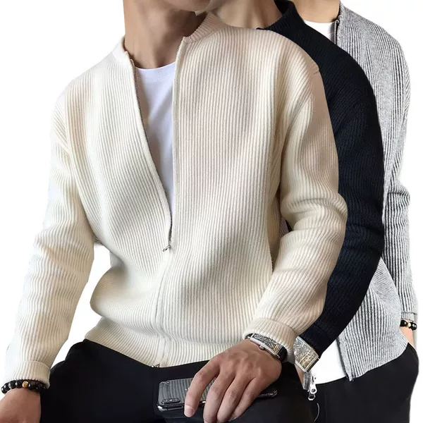 Cross-Border Popular European Size Large Size Sweater Sweater Jacket Men's Cardigan Jacket Warm Slim Business Factory Wholesale