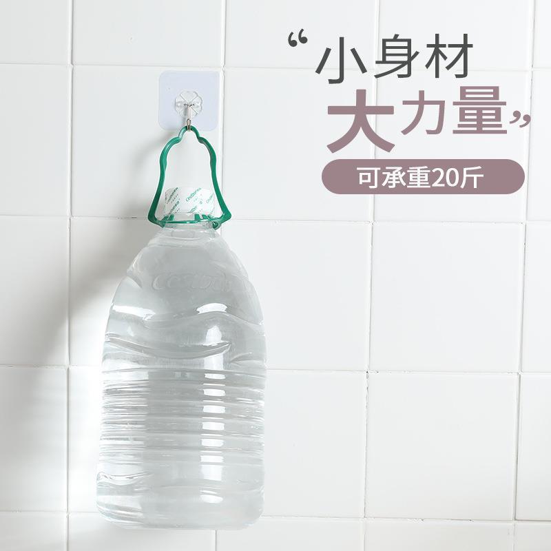 パンチフリーフック超強力自己粘着壁掛け壁痕跡なしキッチンバスルームバスルームユニバーサル透明粘着フック|undefined