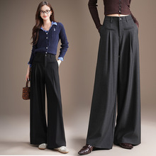 品牌高级感天丝羊毛西装裤女2025新款垂感直筒高个子加长版阔腿裤