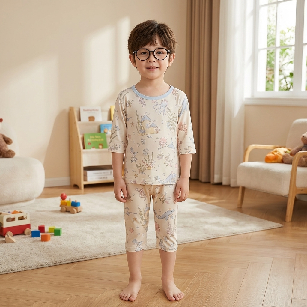 [Personalizado] Pijamas para niños, ropa de aire acondicionado ligera y transpirable para niños de verano, traje de ropa para el hogar de encaje de manga tres cuartos para niñas image 16