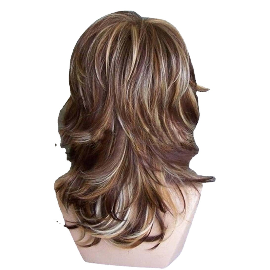 Nueva peluca europea y americana del pelo gradiente resaltado largo rizado del pelo rosa neto falso fibra química peluca cabeza cubierta