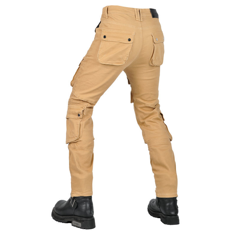 Pantalones de montar motocicleta multi-bolsa de ropa de trabajo de carreras pantalones anti-caída de los hombres casuales retro multi-funcional motocicleta pantalones de mezclilla