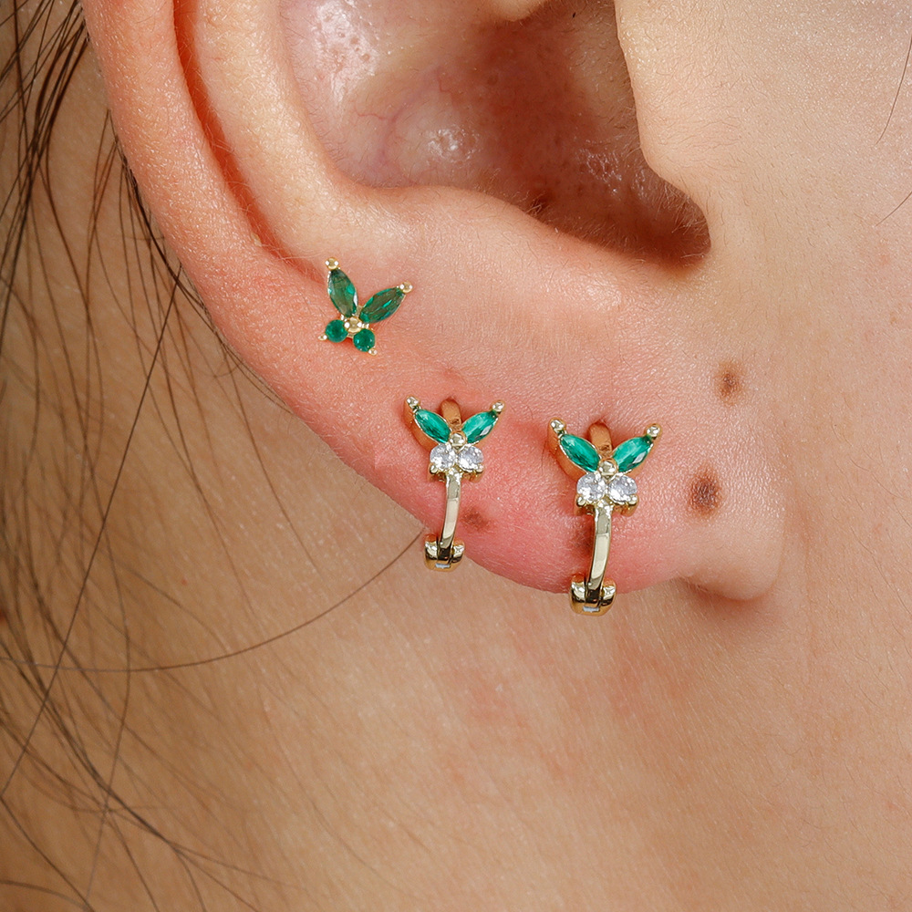 8g Weight Copper Ear Needle Material Zircon Inlay Material Small Stud Earrings, Earrings Classification 1 Set Quantity Daily Occasion Copper Material Butterfly Pattern All Seasons Season Women's Gender Plating Design Simple Style, Classic Style Style 1 Set Simple Style Classic Style Butterfly Plating Copper Zircon Small Stud Earrings Earrings 3