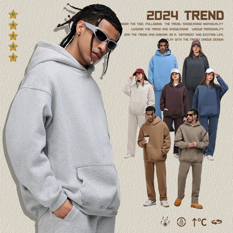 2024 autumn and winter new 350g fleece-lined hooded vests men's American tide brand oversize thick tide loose vests