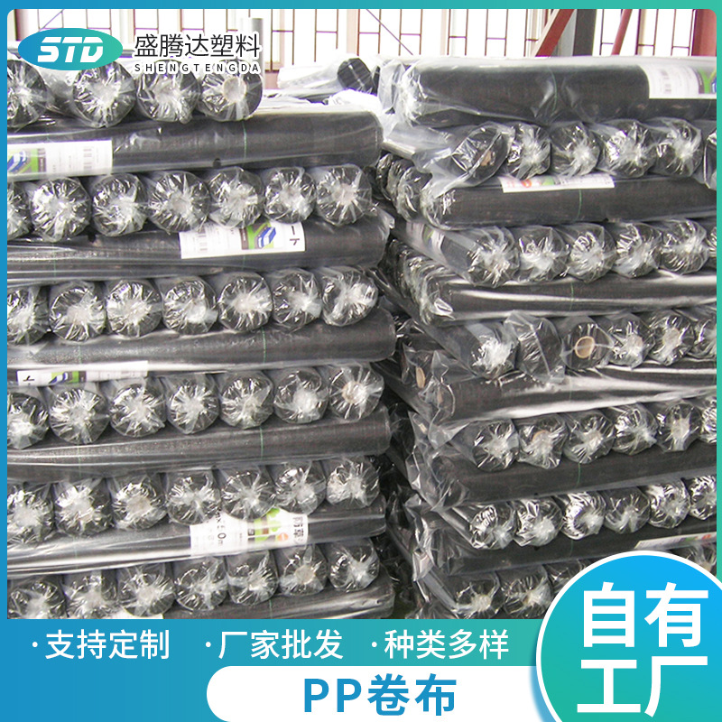 加印LOGO文字PP卷布 放晒黑色篷布 pp塑料编织袋卷筒卷布批发