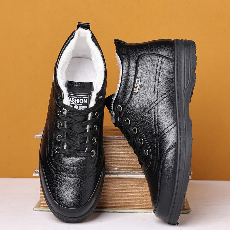 Zapatos acolchados de algodón para hombres zapatos acolchados de algodón de invierno cálidos forrados de vellón antideslizantes para hombres zapatos acolchados de algodón para ancianos zapatos acolchados de algodón de cuero para hombres