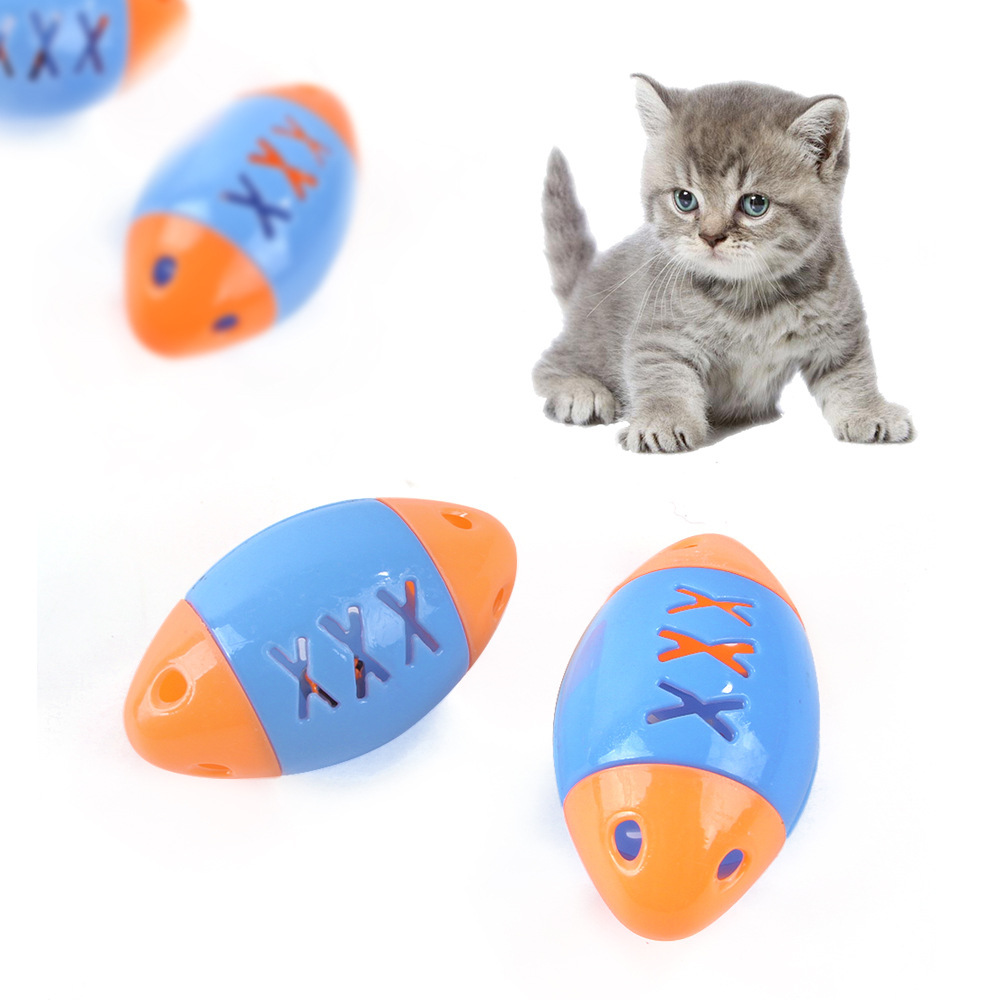 Cross-border new pet cat toy ball fish-shaped bell ball rugby interactive funny cat pet sound toy