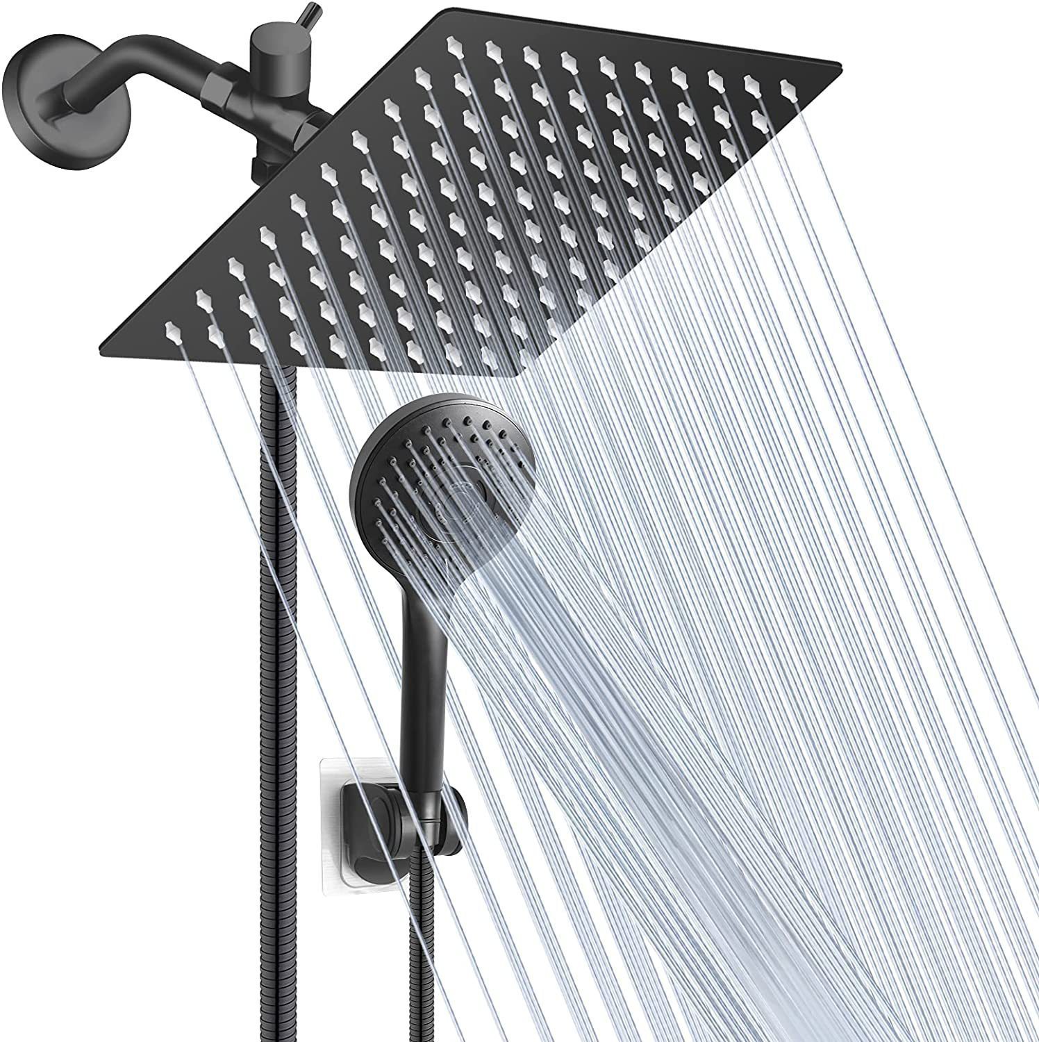 American-style cross-border non-extension rod exposed showerhead, wall-mounted shower, three-way water distributor, stainless steel showerhead for bathing full figure