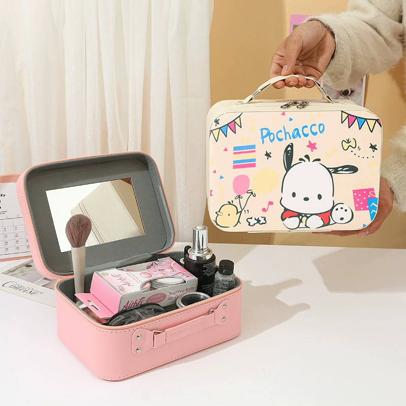 Портативное зеркальное мультяшное зеркало Sanrio, косметичка, система хранения