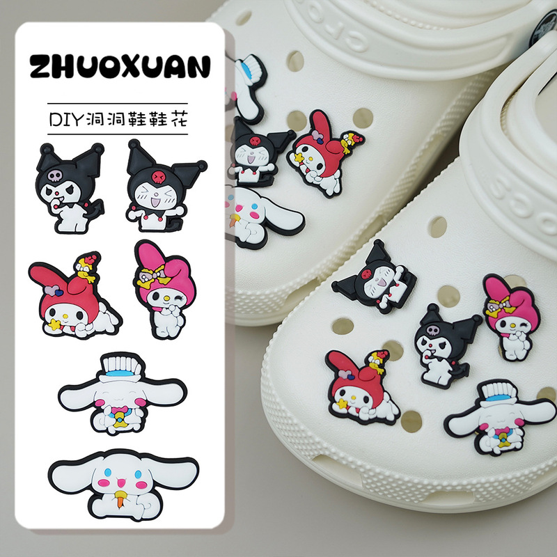 New Croc Shoes Flower Sanrio Jade Dog Kuromi Melody Shoe Flower Shoe Buckle Croc Shoes DIY Accessories