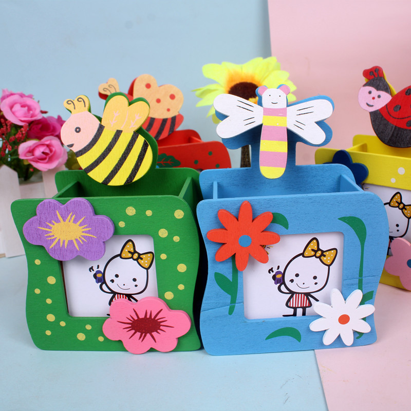 Premios creativos para estudiantes de primaria Portalápices de madera Dibujos animados lindos regalos para niños útiles escolares Papelería de jardín de infantes