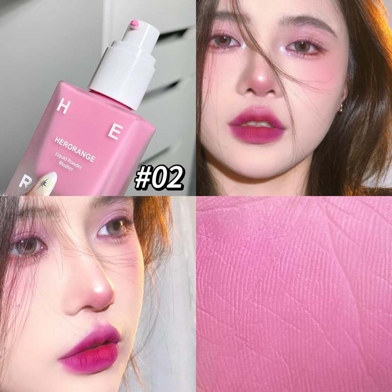 HERORANG Rubor líquido derretido de color rosa, maquillaje mate monocromático, mejora la tez, crema de colorete blanca para niñas tiernas coreanas