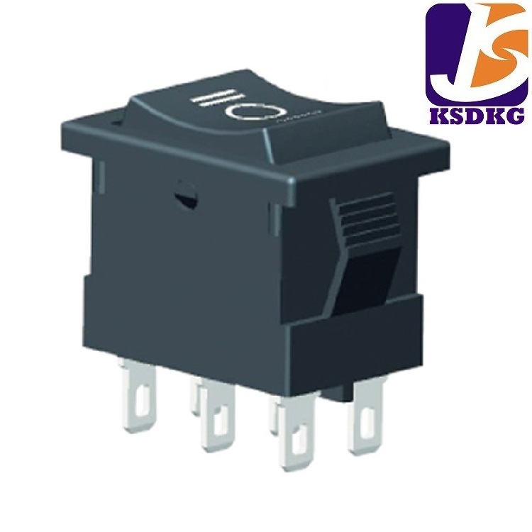 厂家批发船型电源开关六脚 3档翘板电源开关 双联按钮开关