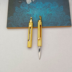 Multifunctional corkscrew brass gift box small knife outdoor portable retractable knife keychain pendant