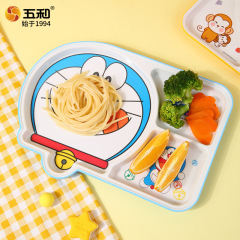 Five and Melamine Children's Tableware Creative Shaped Plate Divided Plate Household Separating Plate Three-Section Cartoon Plate Wholesale