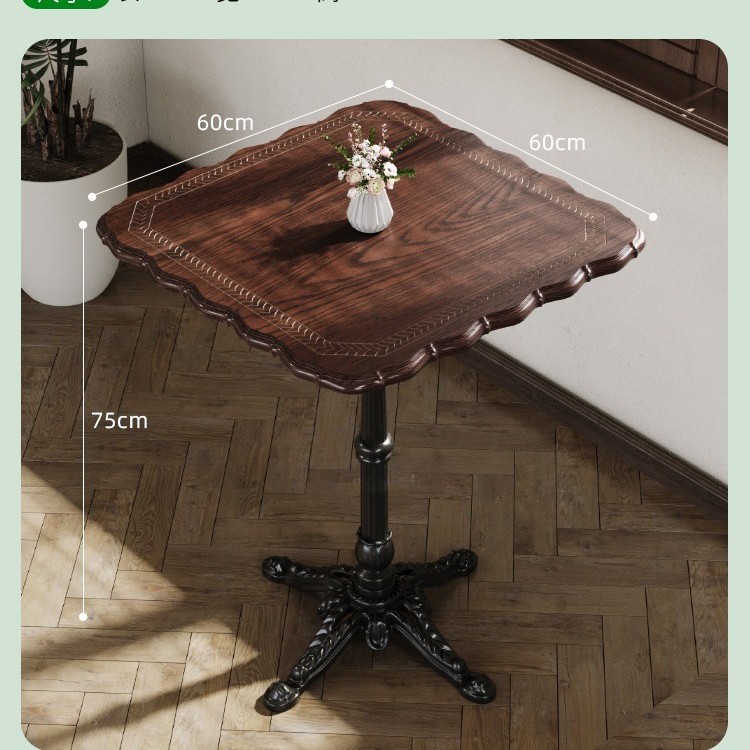 Mesa y silla de cafetería americana retro francesa panadería de comida ligera dulces tienda de azúcar y agua bistrona mesa de madera maciza image 46