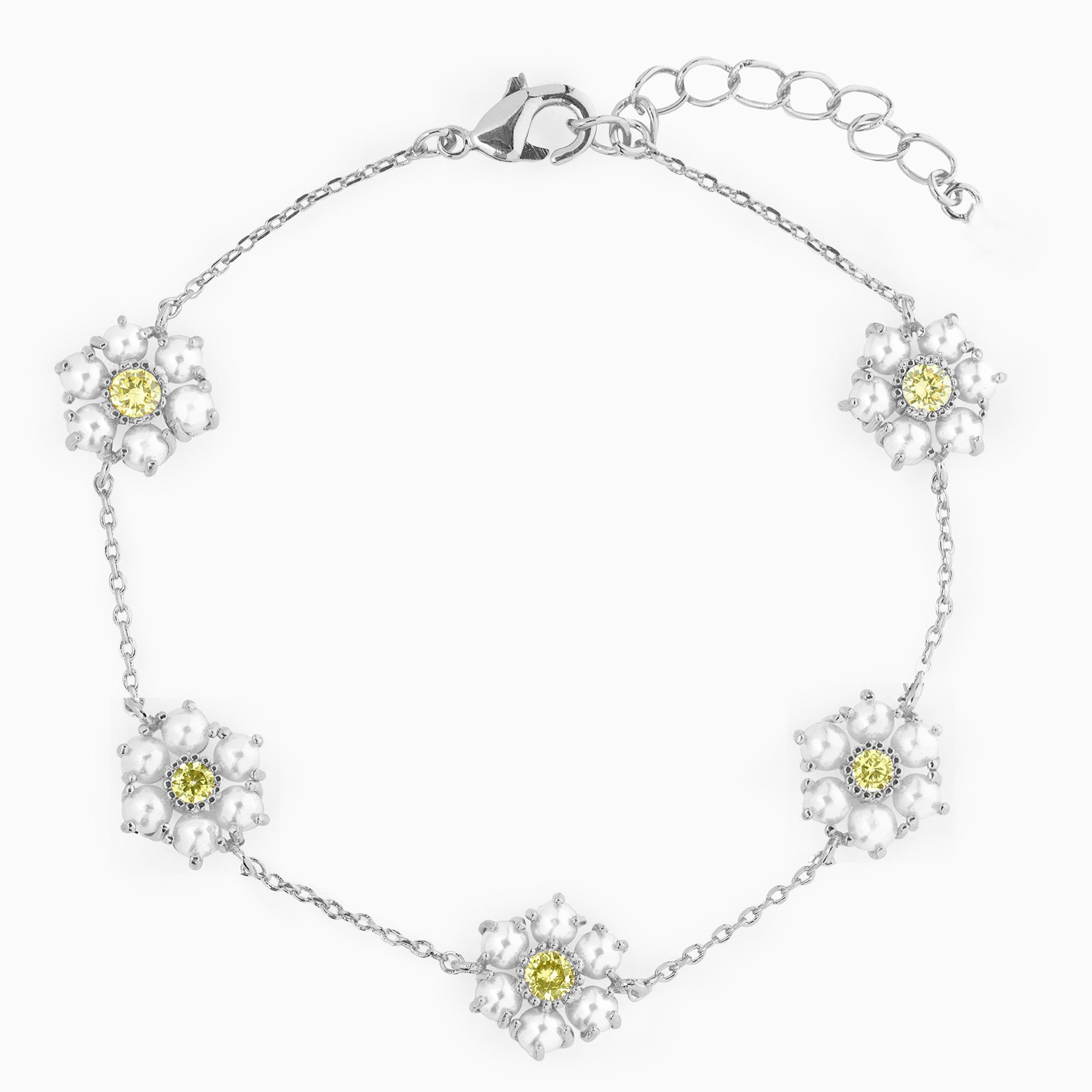 Fashion Pearl Copper Plating 18K Real Gold Multi-Pendant Bracelet