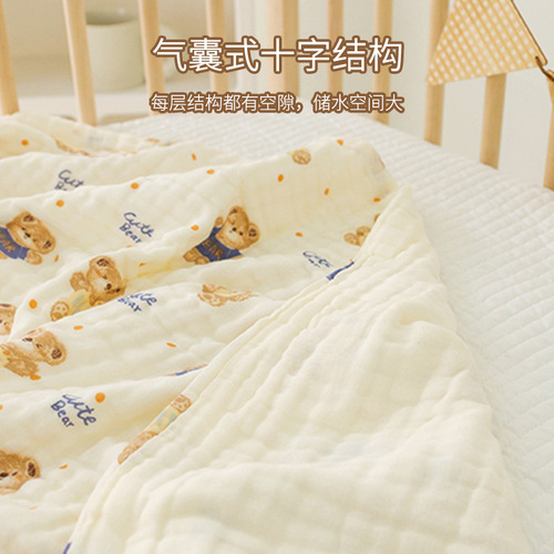 Cartoon Print Baby Gauze Bath Towel, Soft and Absorbent Children's Bath Towel Set, Newborn Baby Blanket and Swaddle
