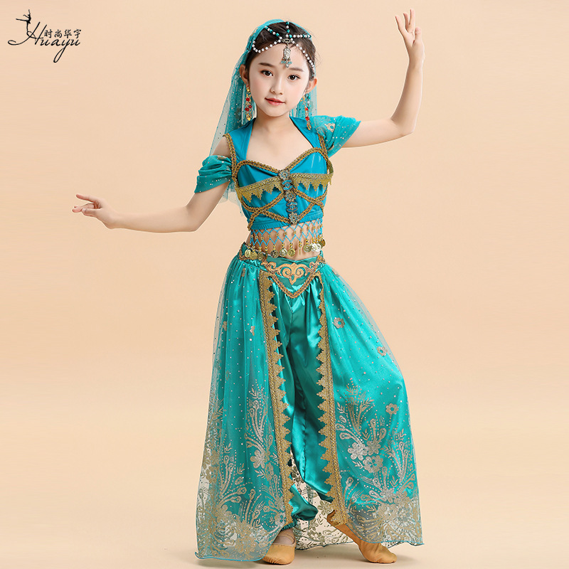 Halloween Princess Dress New Princess Jasmine Aladdin Lantern Children's Suit Indian Dance Girl Performance Costume