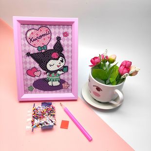 New children's diamond painting with frame DIY full diamond handmade fun sticking Diamond sticky Diamond Crystal sanliou egg doll party
