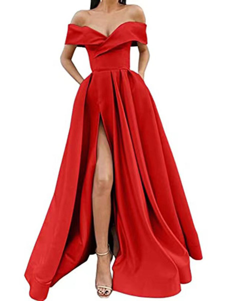 summer sexy elegant solid color bridesmaid dress