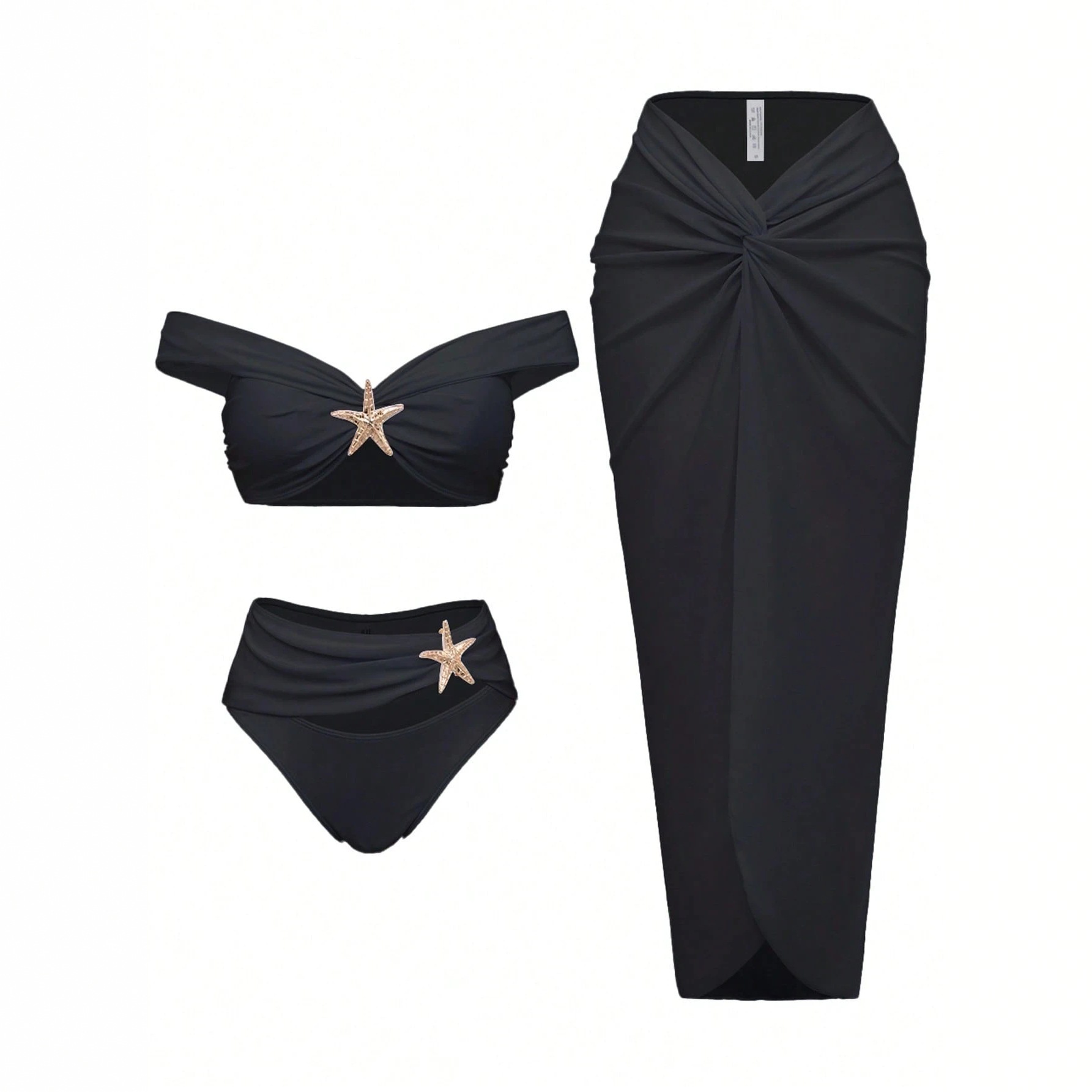 New European and American Starfish Split Swimsuit Long Skirt Three-Piece Bikini Women's European and American Huludao Split Swimsuit
