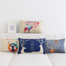 北欧长方形沙发抱枕腰枕含芯套棉麻简约靠垫长条椅子靠背大号万百