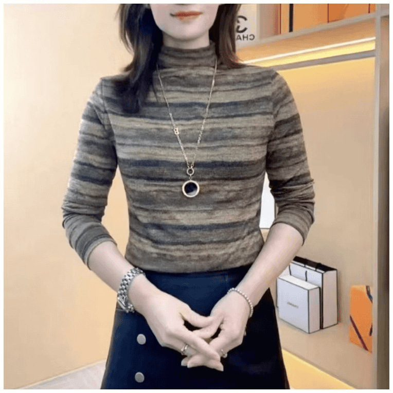 【洋气减龄】早秋新款打底半高领长袖气质修身弹力舒适内搭洋气小|undefined