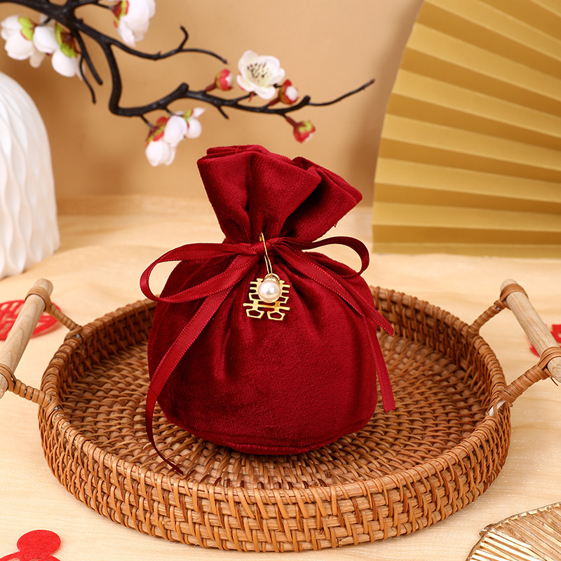 ヨーロッパ式の喜糖袋の創意的な丸い糸の布の結婚式の喜糖の箱のお土産の結婚祝いの祝日のプレゼントの袋の束のポケット|undefined