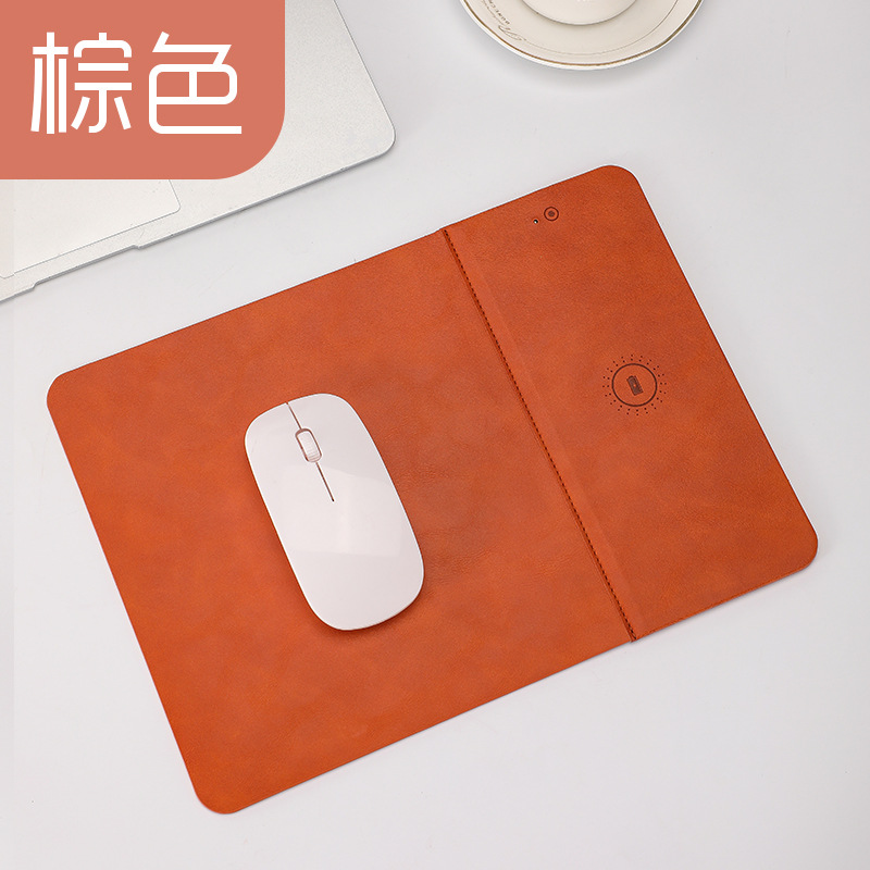 Alfombrilla de ratón con carga inalámbrica 15W, PU antideslizante, oficina comercial, personalizable