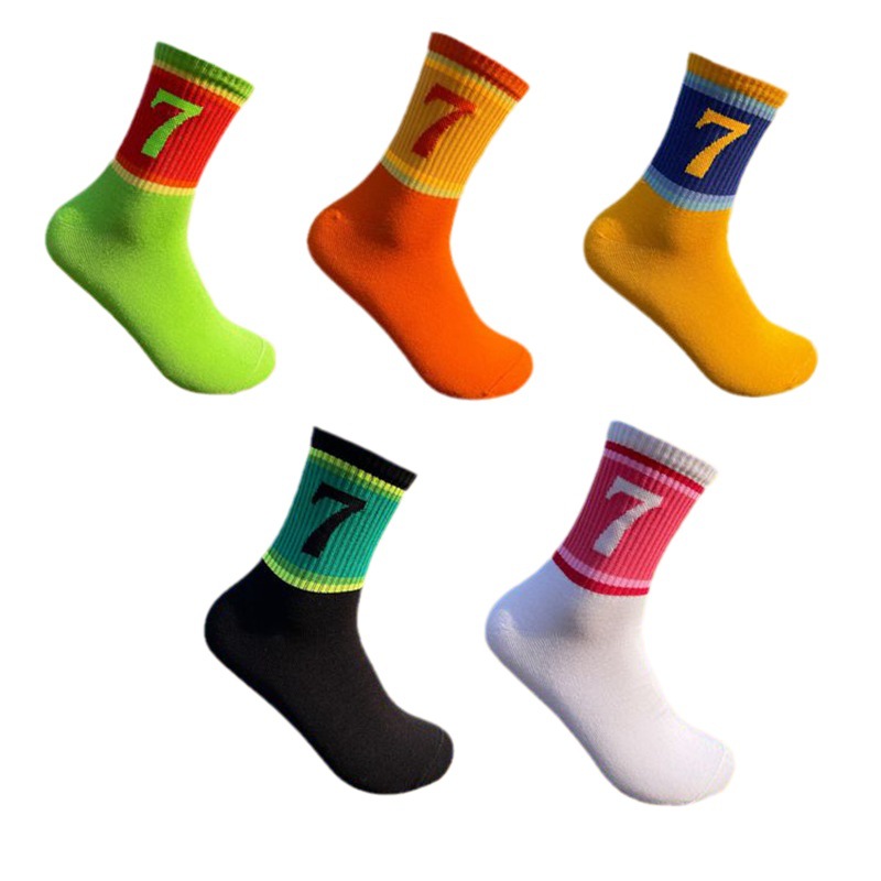 Digital Couple Cotton Socks Street Dance Skateboard Men's Japanese Sports Socks Sweat Absorbing Breathable Socks Basketball Socks Running Socks