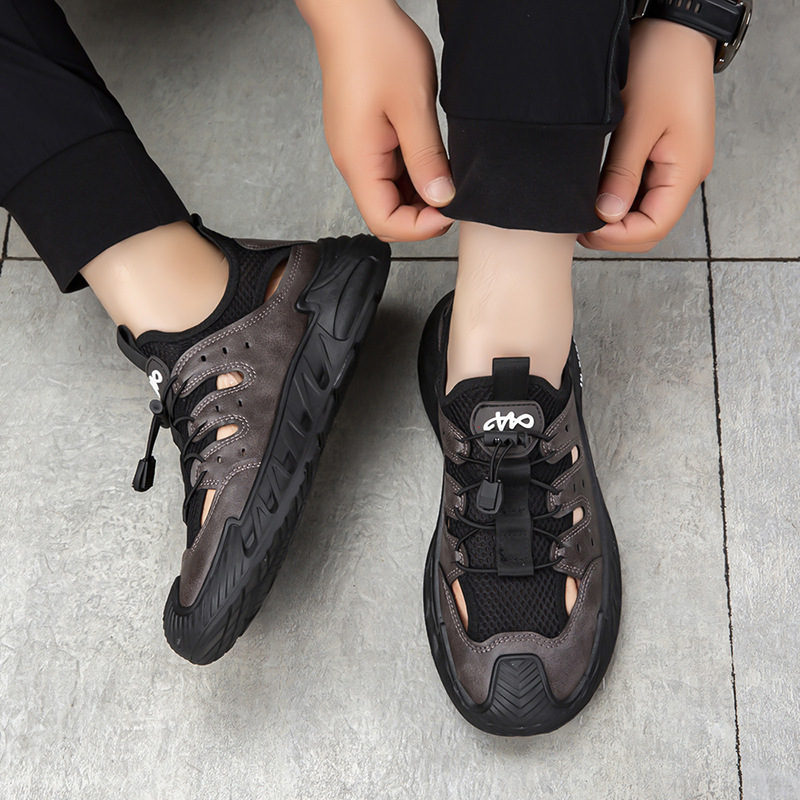 Perforierte Herren-Sandalen, Sommer, Neu, Atmungsaktiv, Schnelltrocknend, Strand, Outdoor, Freizeit, Weiche Sohle, Große Größen_voghion.com