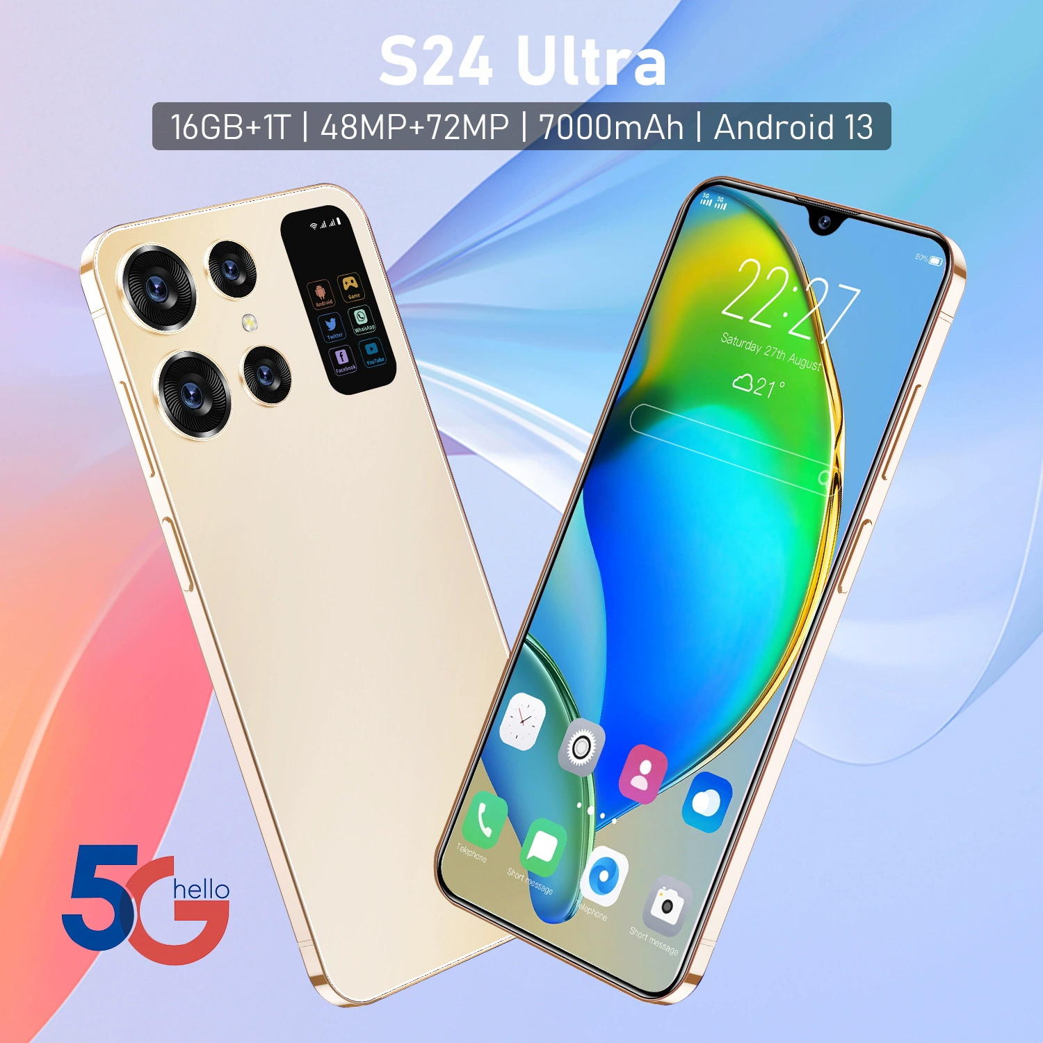 (Кросс-бордерная торговля), S24, большой смартфон, умный телефон, S24 Ultra, широкий экран, Android